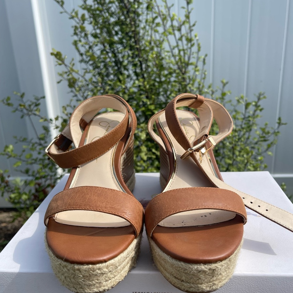 Jessica Simpson Brown Espadrille Wedge Sandals